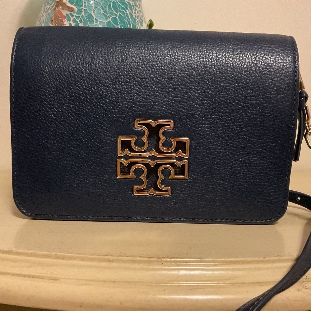 Tory Burch Navy Crossbody with Gold Logo